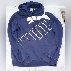 Puma Mens Blue Big Logo Graphic Hoodie Size S